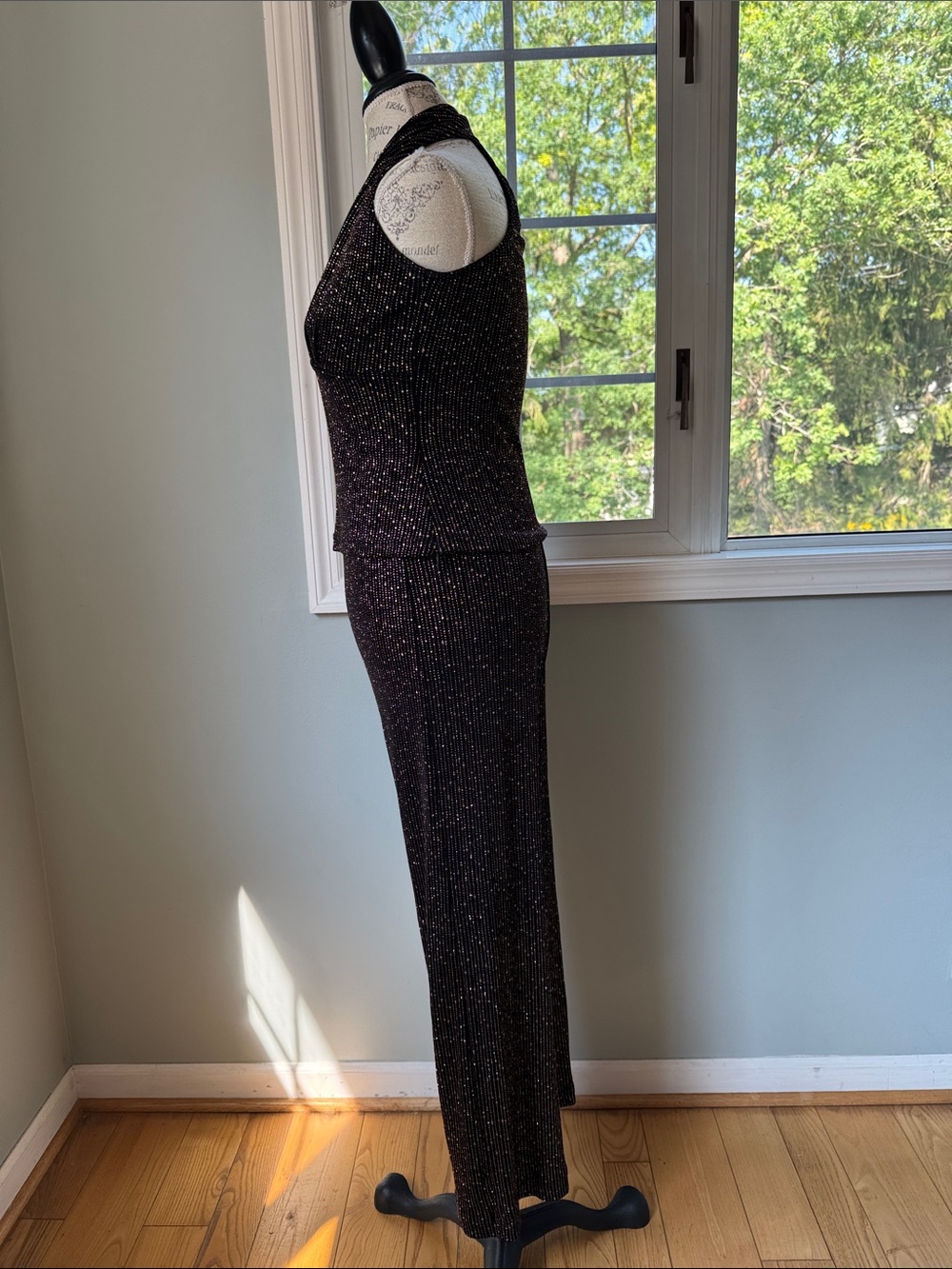 Jessica Howard evenings vintage 80’s disco era bronze metallic  black set Small - Picture 4 of 15